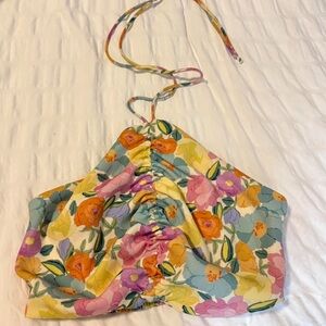 ZARA floral ruched top